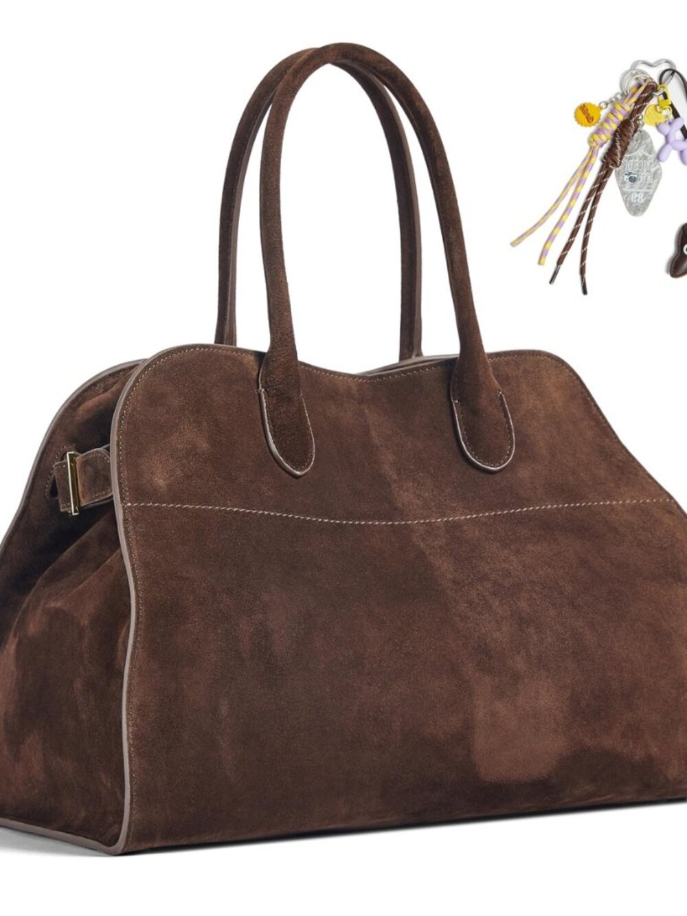 Faux Suede Hobo Bag for Women, 15”~ 17” Handbag, Brown